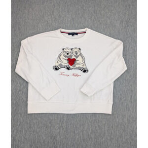 Tommy Hilfiger Sweatshirt Womens Medium Polar Bear Heart Crewneck Pullover Cute